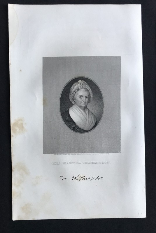steel engraving Pres US 01 Washington George Mrs Martha Mount Vern 1868 + BONUS