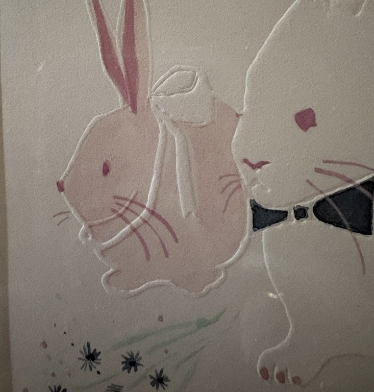 EMBOSSED ART Bunnies "Wedding Party" 8" Laguna Beach Sawdust Festival by Georgie gallery