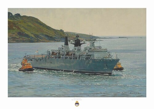 HMS ALBION entering Plymouth, A3 size Print