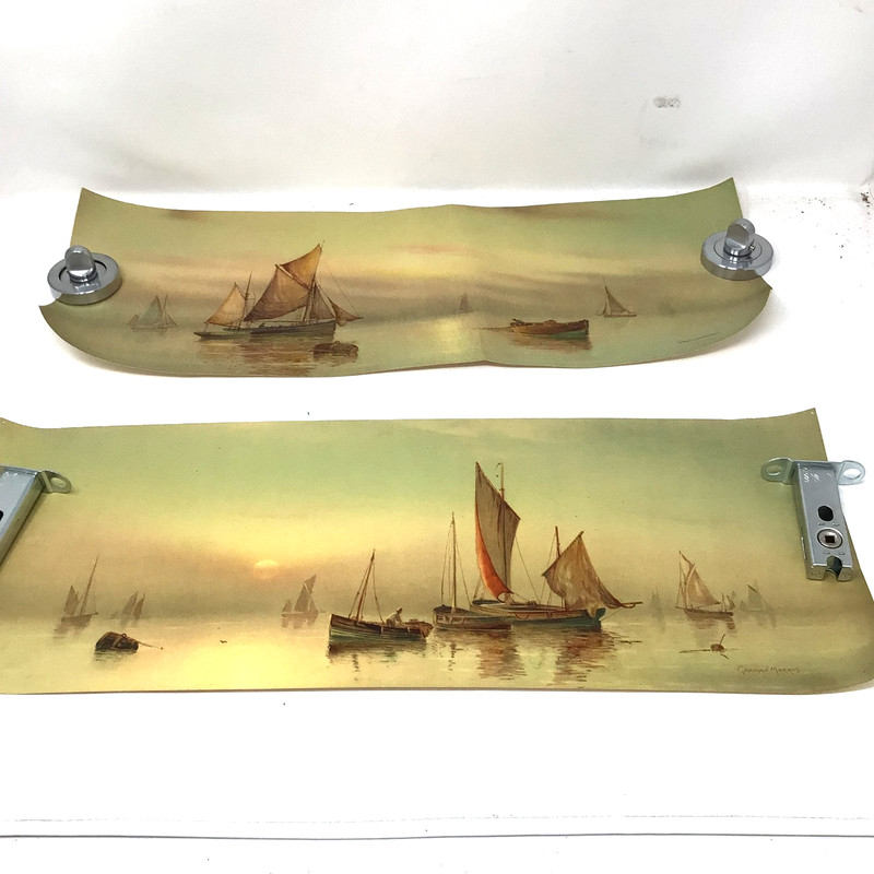 Garman Morris Vintage Print Pair Misty Sunset Misty Evening 53x20cm Unframed