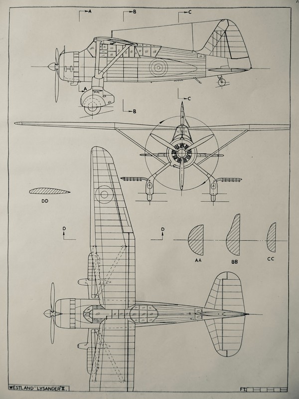 WESTLAND LYSANDER II 1930s Westland Aircraft Scale Design Plan c1944