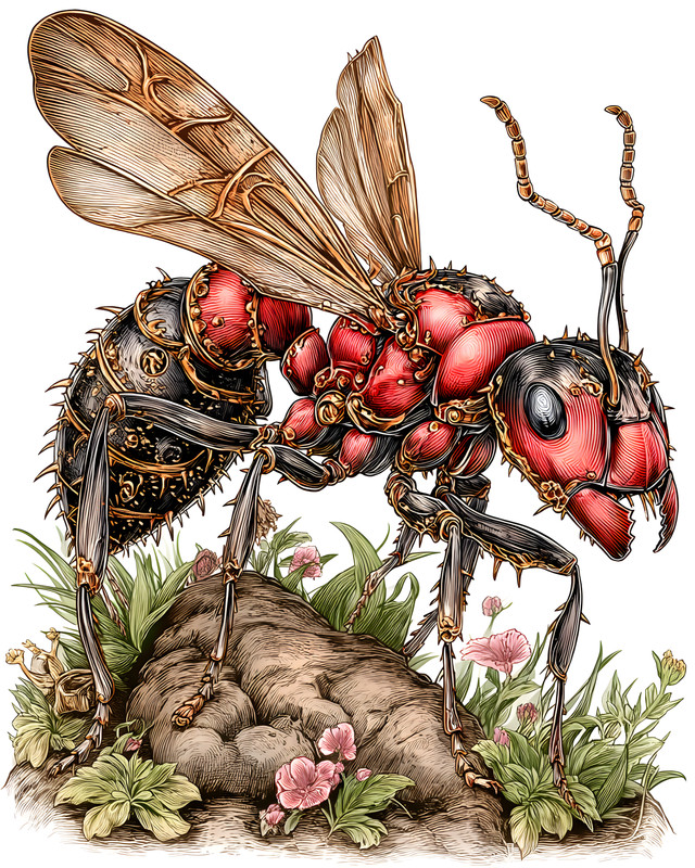 8×10 Mechanical Winged Insect Botanical Study Art Print – 927645222