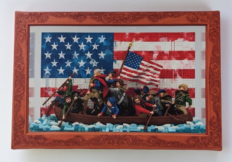 George Washington Crossing Delaware Canvas Print Repro Building Block Style 8x10 gallery