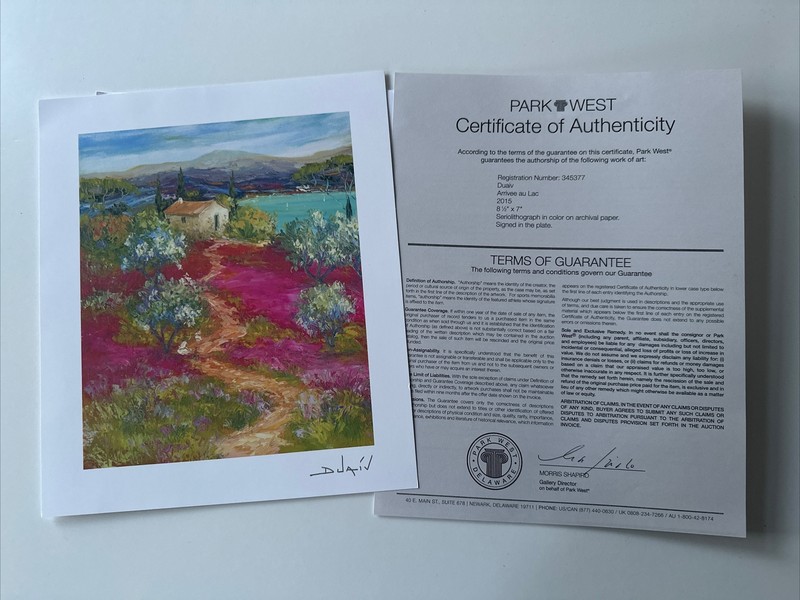 🤑 NEW Duaiv Arrivee au Lac Seriolithograph With Certificate Park West