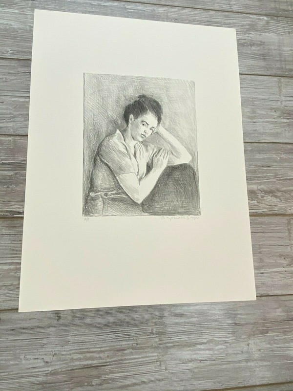 Raphael Soyer Signed MEDITATION Artist Proof Lithograph AP B&W 1930’s 14″x11″