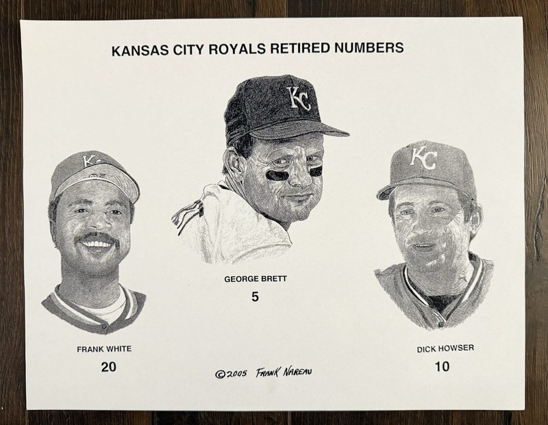 Royals Retired # Frank White George Brett Dick Howser 2005 Frank Nareau Print