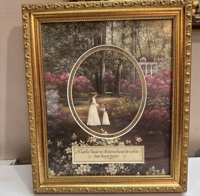 Glynda Turley Hand In Hand Victorian Mother & Daughter Print Ornate Gold Frame
