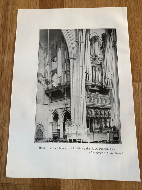 1943 print – hove : parish church of all saints . f.a. pearson case organ