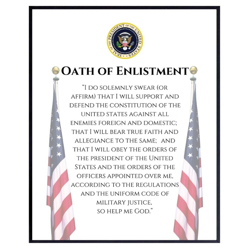 Oath of Enlistment Poster – Patriotic Military Wall Art, Veteran Home Decor,