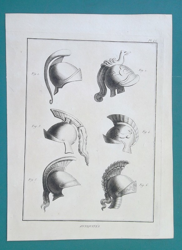 MILITARY Greek Roman Etruscan Helmets – 1804 Antique Print