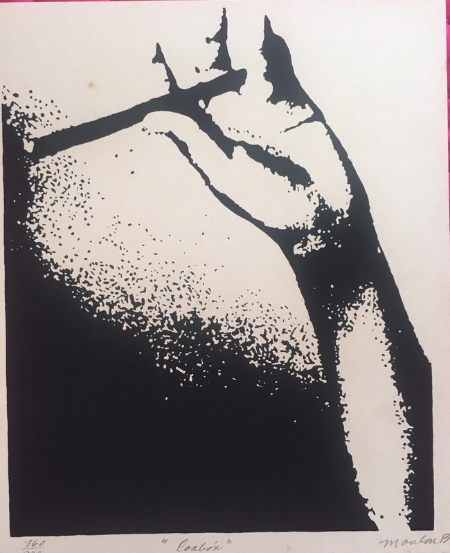 Serigraph by Marlon Castellanos Barrera ̈Carbon ̈, Signed. Huella Multiple