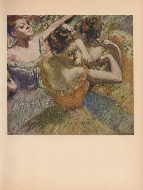 1951 Vintage Degas «Dancers» Ballet Dancing Lovely Color Art Print Lithograph