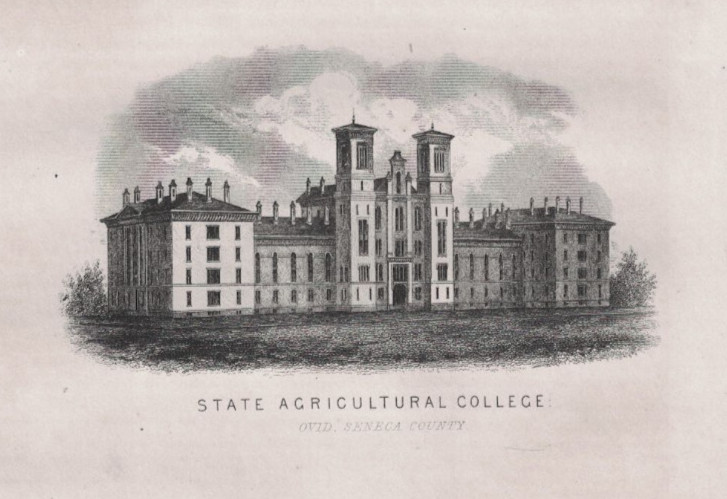 1860 Antique Steel Engraving State Agricultural College Ovid New York Seneca Cty