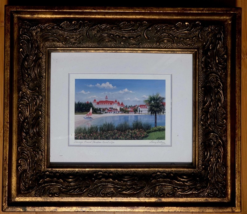 Disney Larry Dotson Grand Floridian Resort Spa Art Print Signed Frame 15"×13"