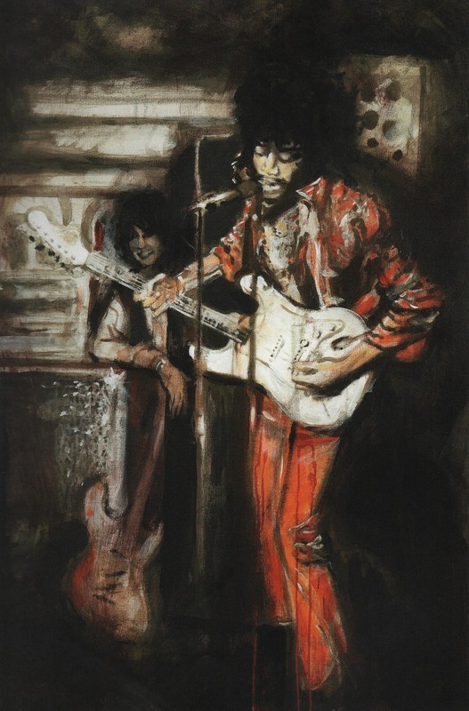 Rolling Stones Ronnie Wood on stage with Jimi Hendrix Stunning Print 2009