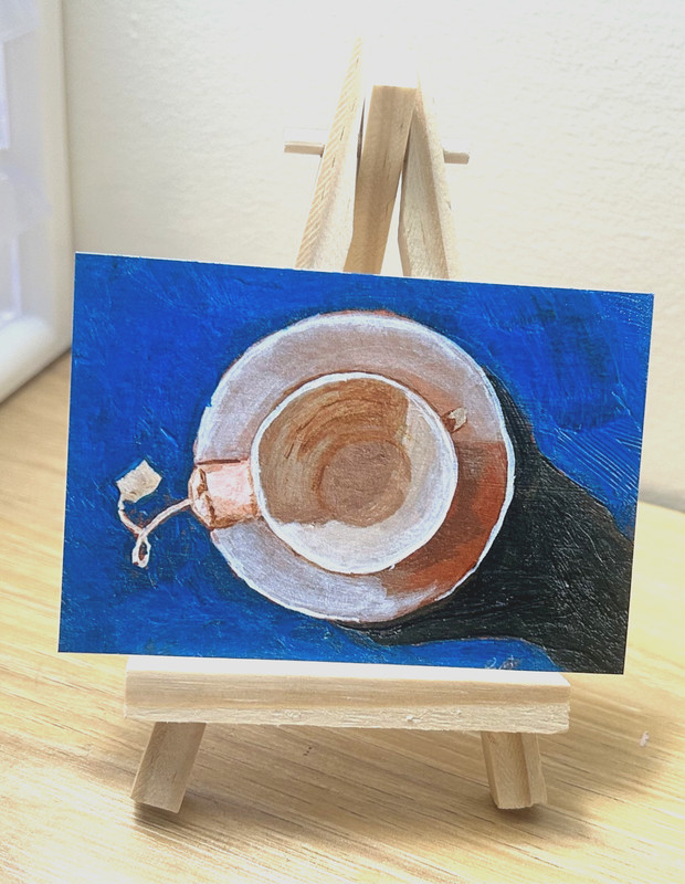 ACEO PRINT of Acrylic Painting, Tea Time, Original art by Emily Beck, 2.5 x 3.5