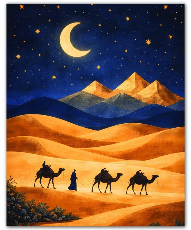Islamic Golden Dunes Journey for Living Room 8×10 Muslim Print Wall Art Poster