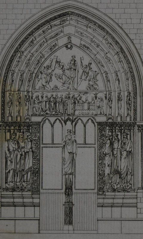 Antique Art Engraving Basilica of St Denis 1820's Original History Art gallery