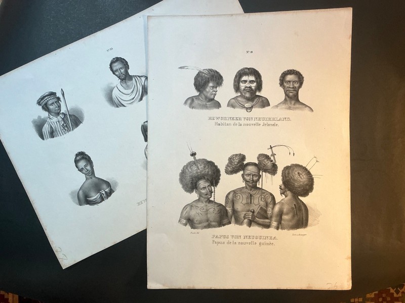 Antiquarian Lithographs - Papus von New Guinea - Lot of 2 - 1836 gallery