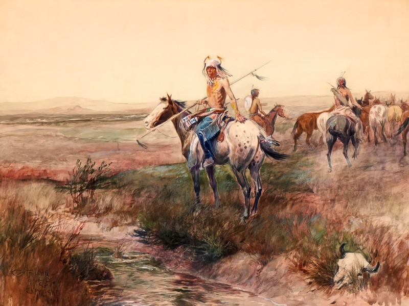 Charles Marion Russell - Blackfeet Horse Thieves - Art Print on Paper or Canvas gallery