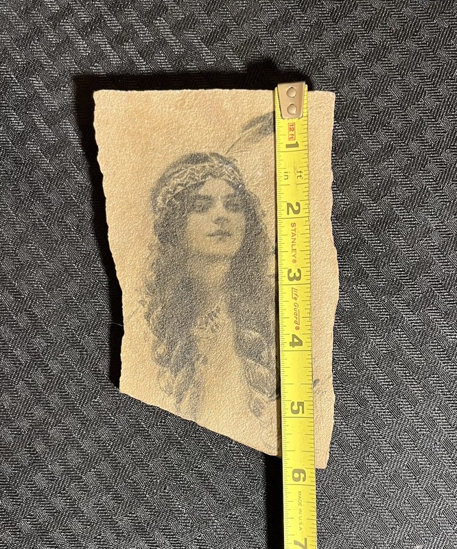 1906 Harrison Fisher Girls Native American Woman Drawing on Stone Wall Art gallery