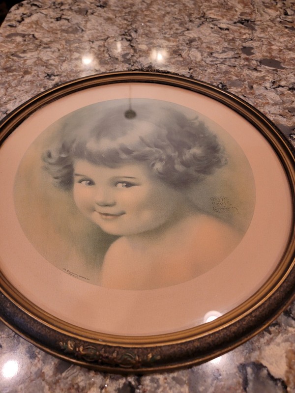 Vintage Framed Bessie Pease Gutmann Mischief Floral Frame 15 1/2" 729 glass