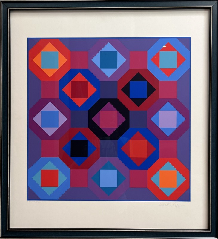 Victor Vasarely (1906-1997) Geometric Image HAND SIGNED in Ink C.1970 Gallery