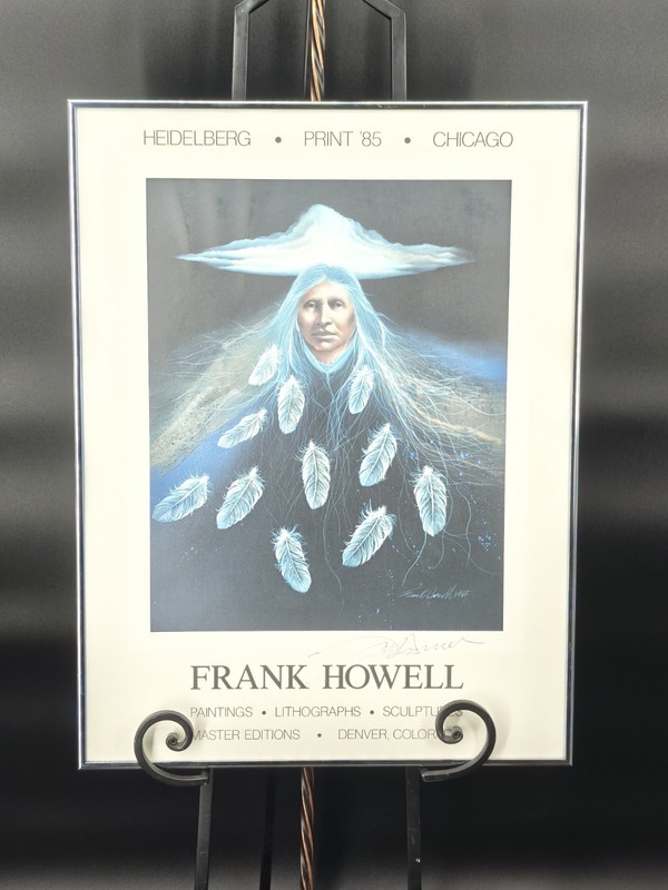 Framed Frank Howell 1985 Rising Wind Signed Exhibition Poster Denver CO