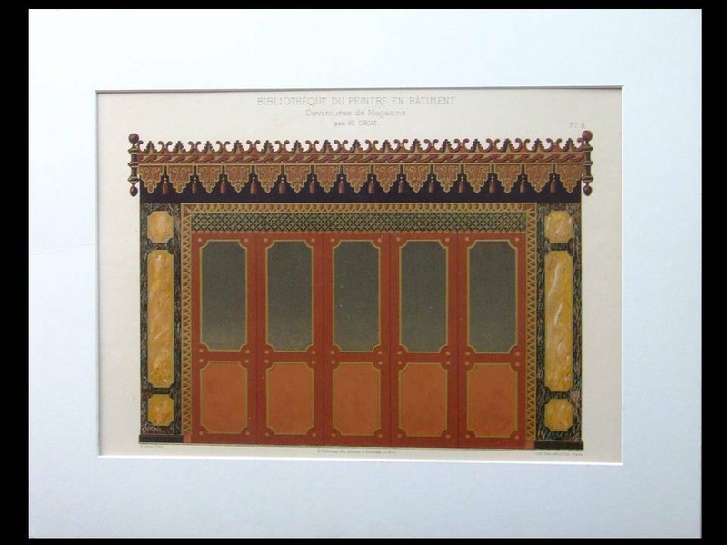SHOP FRONT IN FRANCE – 1900 – LARGE GOLDEN LITHOGRAPH – GRUZ