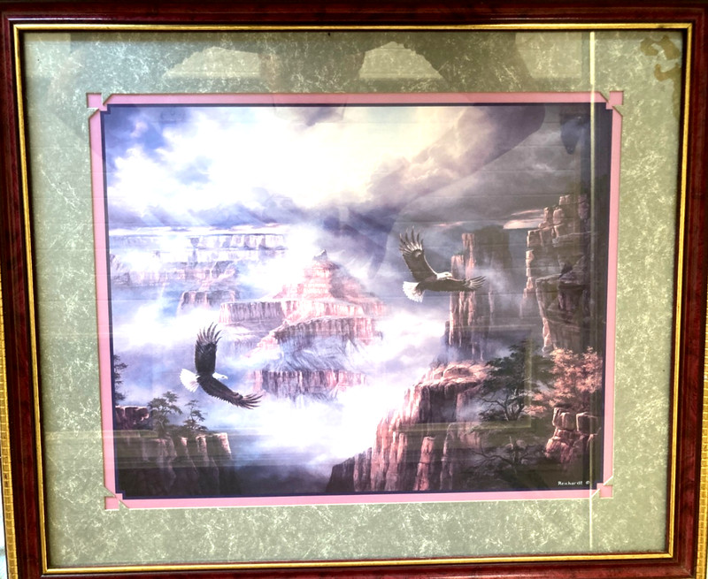 Rudi Reichardt Flying Eagle Over Grand Canyon Print 26 X 22
