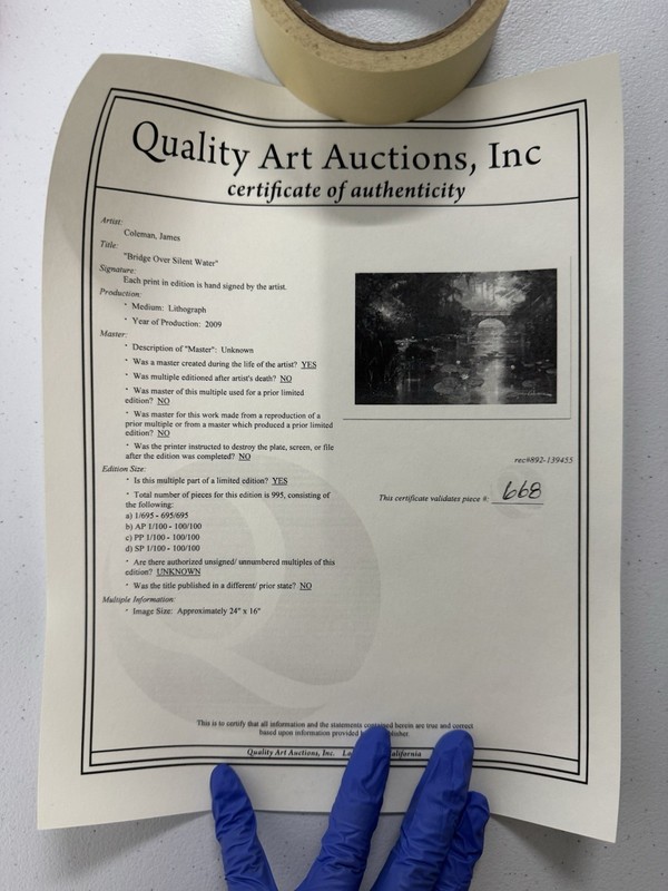 James Coleman “Bridge Over Silent Water” Signed Limited Edition Lithograph gallery