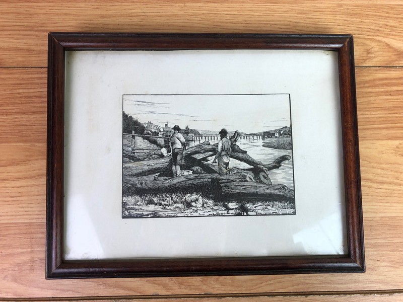 Bideford From The Bank Of The Torridge S Thomas 1897 Print Framed 7.5 x 9.5