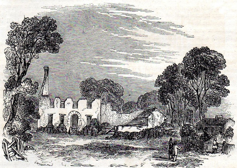 BIRTHPLACE OF OLIVER GOLDSMITH – FRANCISCAN CONVENT, GALWAY 1854 ANTIQUE PRINT