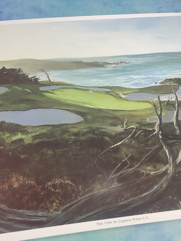 JAMES JIM RYON (1935-2016) Signed 19X24 THE 15th AT CYPRESS POINT COUNTRY CLUB gallery