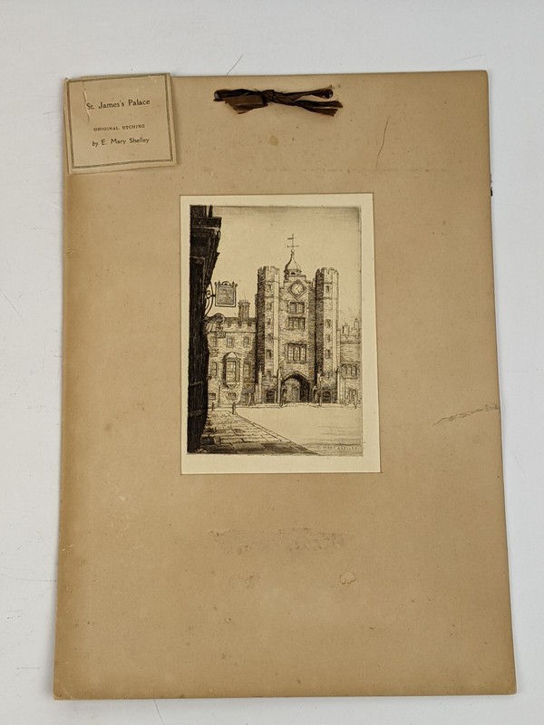 Vintage Signed Etching St. James’s Palace E Mary Shelley Art Print
