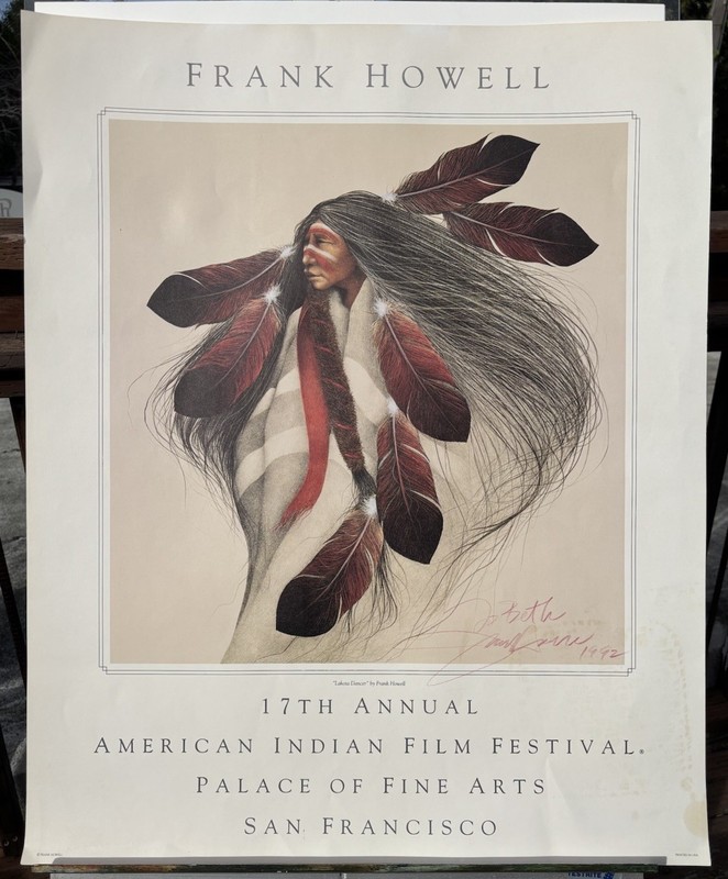 SIGNED Frank Howell Lakota Dancer Poster 19th American Indian Film Fest 1992 gallery