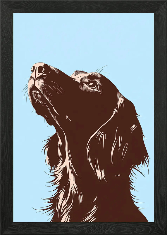 Dog Looking Up Framed Wall Art Poster Canvas Print Picture