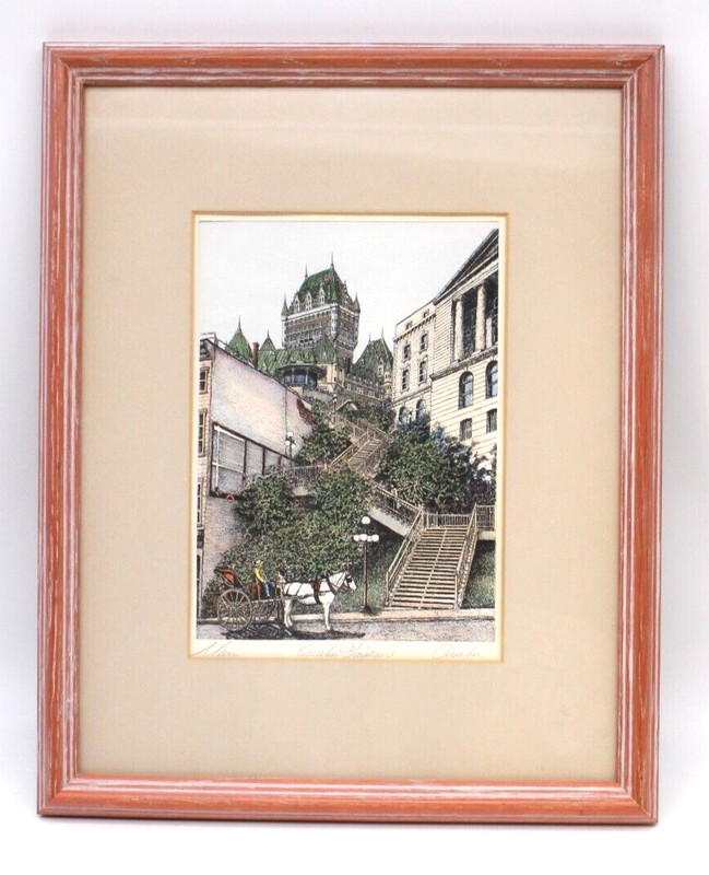 Le Chateau Frontenac Quebec Hand-Colored Etching Signed Alain Couture gallery