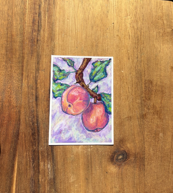 ACEO *Art Print of Original Oil Pastel Painting of Peaches 2.5×3.5