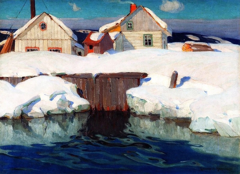 Winter Sun Clarence Gagnon 1925 VINTAGE art print