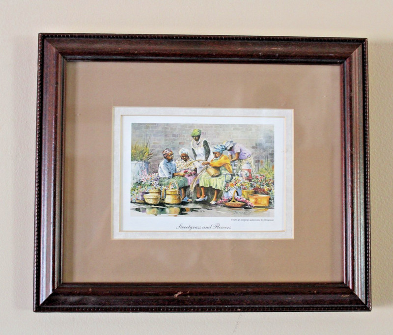 Vtg Sweetgrass & Flowers American Artist Ed Emerson Litho from Orig. Watercolor