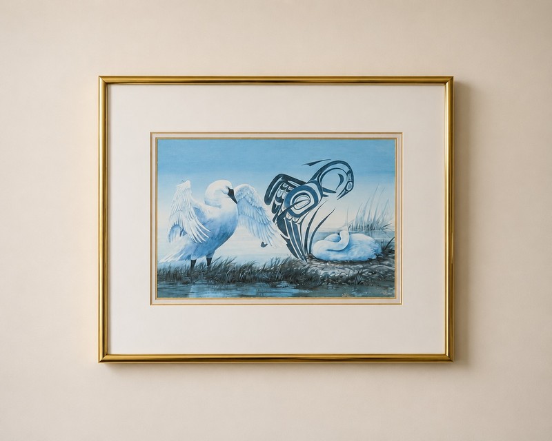 Sue Coleman Trumpeter Swan Framed Art Print Northwest Coast Native Inspired Swan