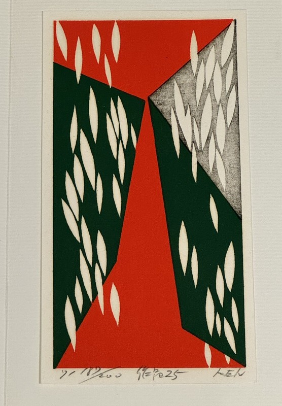 1971 Modernist Japanese Woodblock Print «Work 25» by Kenji Kusaka b.1936 187/200