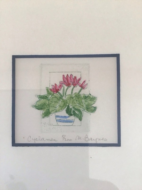 Lot 3 Miniature 2x2.5” Floral Watercolor Numbered Signed MAIJA BAYNES gallery