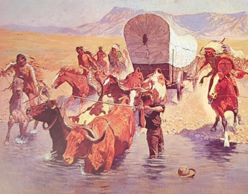 Frederic Remington The Emigrants Vintage Western Art Bookplate Print 13