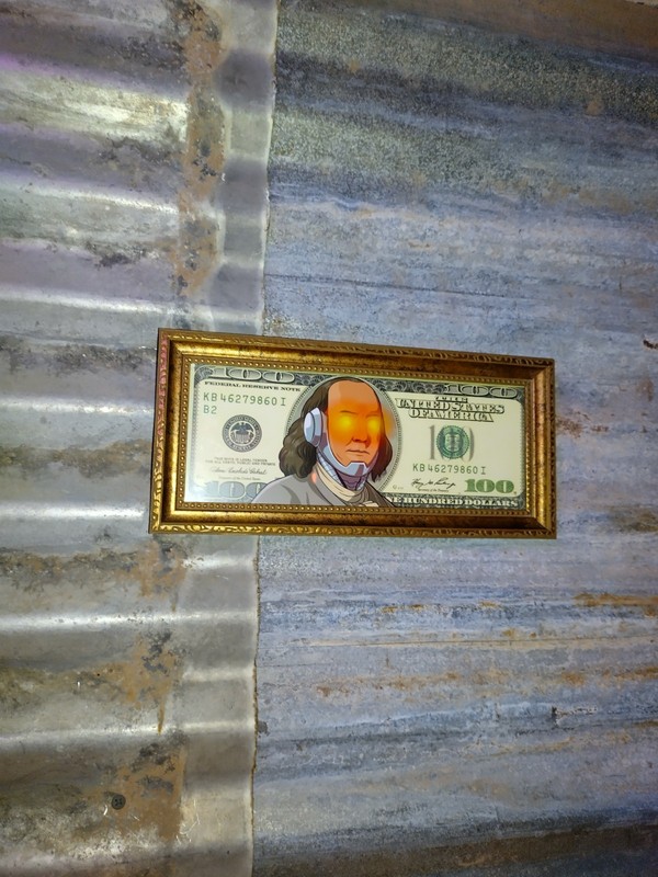 Benjamin Franklin 100$ Cyborg Framed Art Print By Neon Nicho