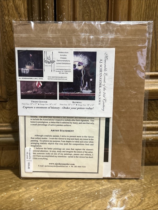 A. J. Schexnayder “Snow Shovel” Signed Print 8 X 10 Packaged Artist Card Etc gallery