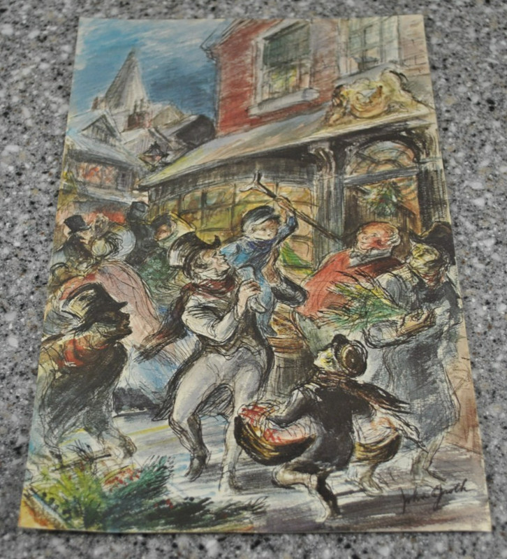 John Groth Signed Litho Print, Artist Signed 9″ x 6″ Dickens Christmas