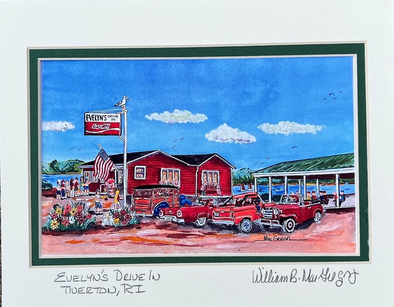 Evelyn’s Drive-In art print Tiverton RI clam shack diner seafood east bay gift