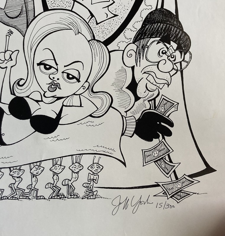 John York Hand Drawn Charactures 22” x 30” Picture #15/300 Signed by Artist gallery